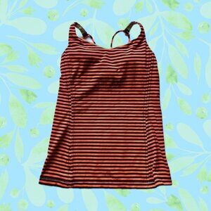 🍄50% Lululemon Tank Top Orange Navy Blue Size 8